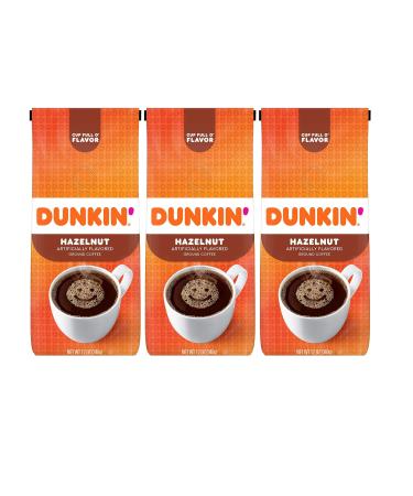 Dunkin' Donuts Hazelnut Flavored Ground Coffee 12 Ounce (Pack of 3)