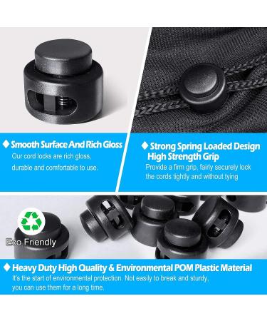 AQRINGO Plastic Cord Locks Double Hole Spring Toggle Stopper - 10Pcs Black | For Shoelaces, Drawstrings, Paracord, Bags, Clothing & More - Buy Online on GoSupps.com