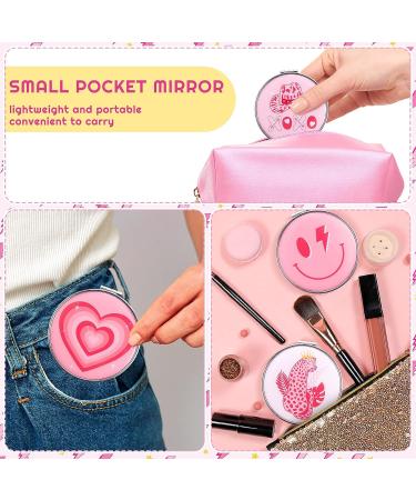 6 Pink Preppy Compact Mirrors for Purse - Double Sided Makeup Mirror - Travel Friendly - Buy Online on GoSupps.com