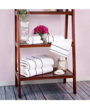 Luxury Cotton Towel Set - Quick Dry Zero Twist - 6 Piece Set - White/Black - Lavish Home - 12 x 12 - Buy Online on GoSupps.com