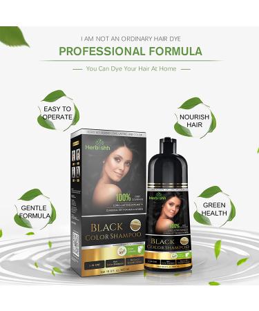Herbishh Hair Color Shampoo for Gray Hair 500ml | 3-in-1 Magic Hair Dye | Long-Lasting Color in Minutes | Ammonia-Free Formula | Black Hue - Buy Online on GoSupps.com