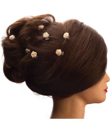 10 Beige Rose Hair Clips - Bridal Hair Accessories Pack | Elegant Hair Clips for Weddings - Buy Online on GoSupps.com