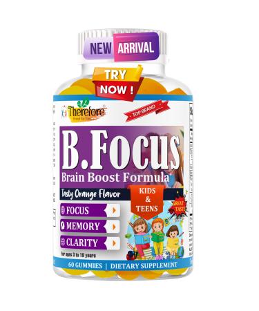 Focus Gummies for Kids | Teen Focus Vitamins for Memory, Attention & Clarity with Plant-Based Omega-3 DHA Teen Vitamins | Delicious Orange Flavor 60 Gummies