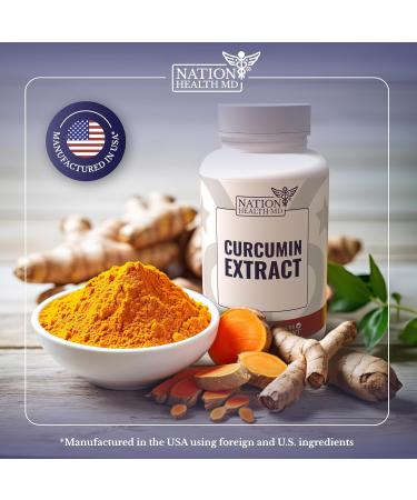 NATION HEALTH MD Curcumin Extract - Turmeric Supplement - High Absorption Curcuma for Immune Health Support & Joint Health - Standartized Curcuminoids - Vegan, Gluten Free - 30 Capsules - Buy Online on GoSupps.com