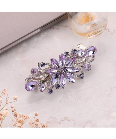 WLLHYF Vintage Rhinestone Flower Hair Clip - Luxury Jewelry Design Barrette for Women and Girls (Purple) - Buy Online on GoSupps.com