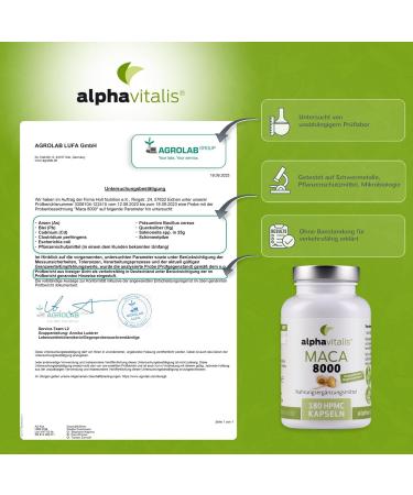 Buy Alphavitalis Maca 8000 Capsules - High-Dose Vegan 180 Capsules - 20:1 Maca Root Extract - Premium Quality German Production - Lab Tested 8000mg per Capsule - Buy Online on GoSupps.com