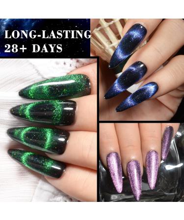 9D Cat Eye Gel Nail Polish Set - Holographic Magnetic 5 Colors with Black Base & Magnet | Fall Soak Off Nail Art for Women - Buy Online on GoSupps.com