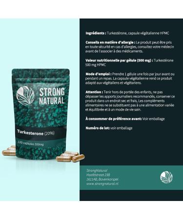 Turkesterone | Daily Dose 1000mg | 120 Capsules (High Dosage) | 20:1 Excerpt | Natural Turkesterone from Ajuga Turkestanica Extract | Vegan & Lab Tested - Buy Online on GoSupps.com