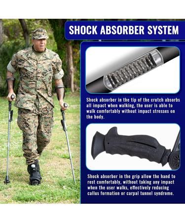 Ergobaum 7G Crutches - 1 Pair, Adjustable, Foldable, Shock Absorber, Non-Slip, LED Lights - Black - Buy Online on GoSupps.com