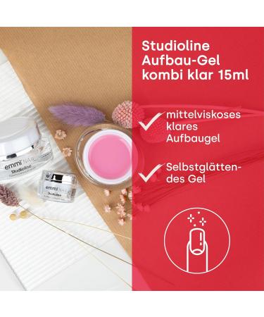 Emmi Nail Studioline Building Gel Kombi Clear - LED UV BauGel for Natural Nail Reinforcement - 15ml | Medium Viscosity & Self-Smoothing - Buy Online on GoSupps.com