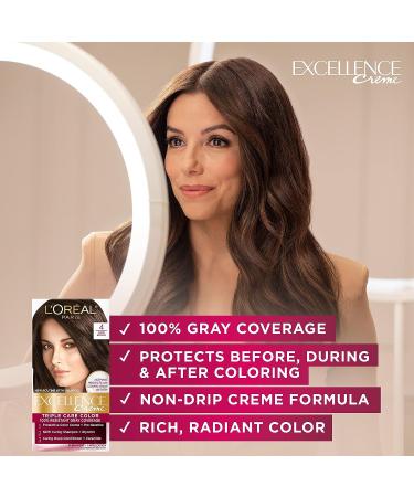 L'Oreal Paris Excellence Creme 4G Dark Golden Brown Hair Color - Gray Coverage for All Hair Types | Pack of 1 - Buy Online on GoSupps.com