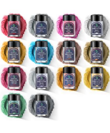 Smalltongue 14 Color Edible Glitter for Cake & Cocktail Decoration - 5g/bottle Food-Grade Luster Dust for Chocolates & Beer Sprinkles - Buy Online on GoSupps.com
