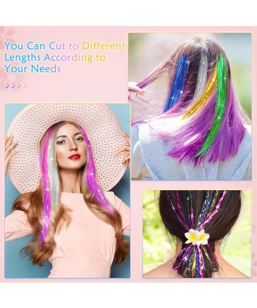 5 Strands Hair Tinsel Extensions 5 Colors Sparkle Hair Tinsel Heat Resistant Glitter Tinsel Hair Extensions for Women Girls 47 Inch for Girls Party Fun Hair Accessories Gifts - Buy Online on GoSupps.com
