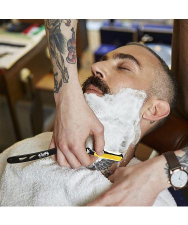 Kaliph Professional Barber Straight Razor Set - 2Pcs Shavette Straight Razor with 100 Blades - Salon Quality Cut Throat Razor for Close Shaving - Black & Gold - Buy Online on GoSupps.com
