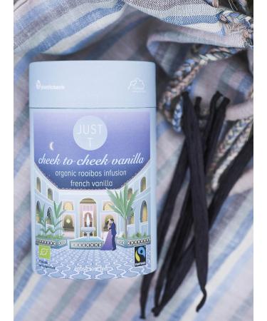 JUST T Cheek to Cheek Vanilla Premium Loose Leaf Tea (125g) | Organic Rooibos Tea Infused with French Vanilla | Organic Loose Tea High-Grown Tea in a Sustainable Storage Tin for All Tea Lovers Cheek to Cheek Vanilla 125 g - Buy Online on GoSupps.com