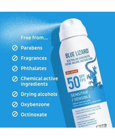 Blue Lizard Sensitive Mineral Sunscreen Spray SPF 50 with Zinc Oxide 148 ml - Buy Online on GoSupps.com