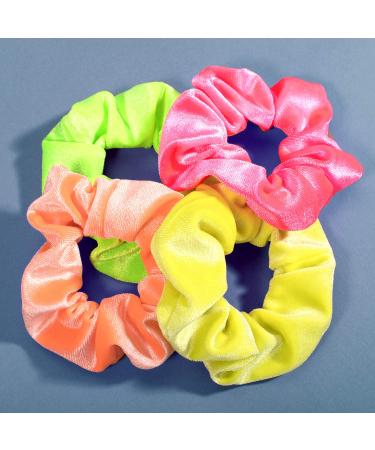 Whaline Neon Velvet Scrunchies - Summer Hair Bobbles for Girls & Women - Buy Online on GoSupps.com