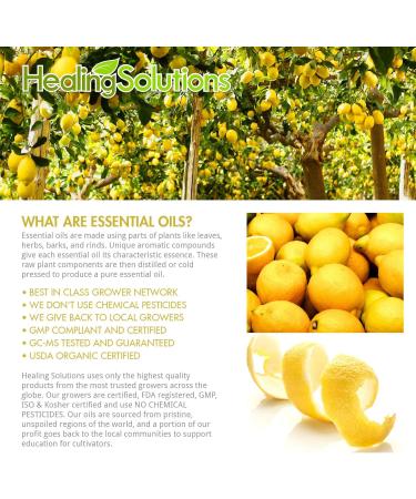 Healing Solutions Lemon Essential Oil 60ml - Pure Therapeutic Grade - Best for Aromatherapy & Healing - International Shipping Available - Buy Online on GoSupps.com