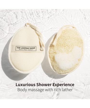 The Loofah Shop Bath Loofah Sponge - Exfoliating Body Scrubber for Men, Women, and Kids - Eco-Friendly Natural Egyptian Loofah - 2 Pack with Cotton Travel Pouch - Buy Online on GoSupps.com
