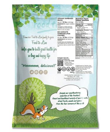 Organic Garbanzo Beans 10 Pounds | Non-GMO, Kosher, Raw, Sproutable | High Fiber, Protein & Copper | Food to Live - Buy Online on GoSupps.com