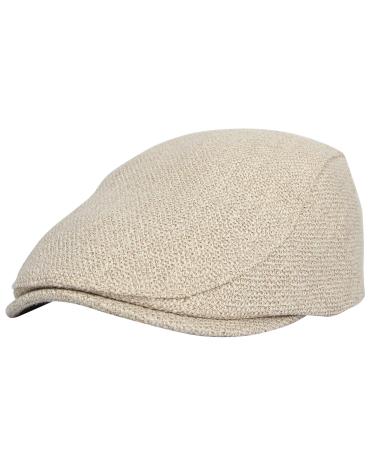 WITHMOONS Ivy Cap Straw Weave Linen-Like Cotton Cabbie Newsboy Hat MZ30038 One Size Beige