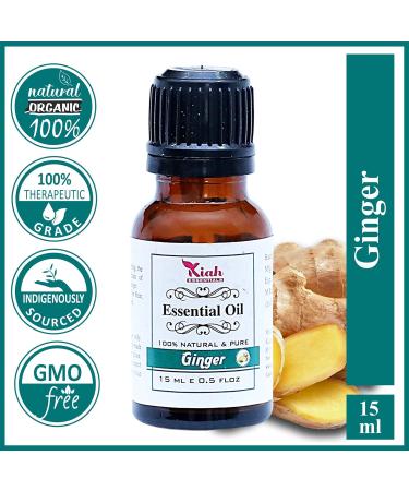 Ganga Ayurveda Kiah Ginger Essential Oil - 100% Pure Therapeutic Oil for Lymphatic Drainage Massage - 15ml - Buy Online on GoSupps.com