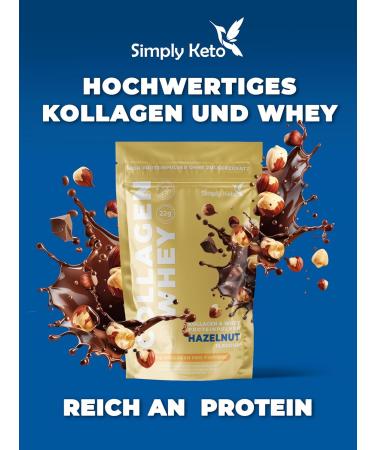  Simply Keto Hazelnut Collagen & Whey Protein Powder Keto & Lower Carb Shake 22g protein 0.5g carbs gluten-free sweetened with stevia pasture-raised | 15 servings - Buy Online on GoSupps.com
