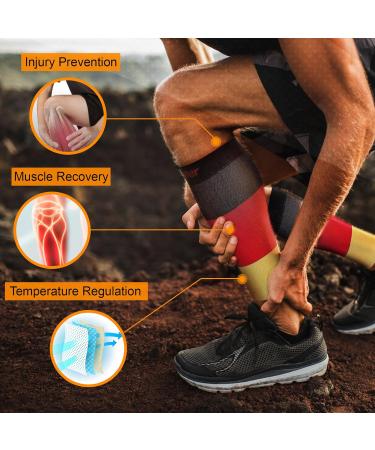 Doc Miller Calf Compression leg Sleeve For Men & Women | Best for Shin Splint Support and Running | 15-20mmHg (X-Large 1 Pair BlackRedYellow) BlackRedYellow XL - Buy Online on GoSupps.com
