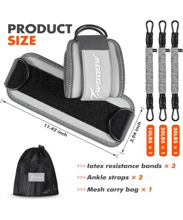 Ankle Resistance Bands Set with Cuffs | Glutes & Legs Workout Equipment | Grey | For Home Gym | Men & Women - Buy Online on GoSupps.com