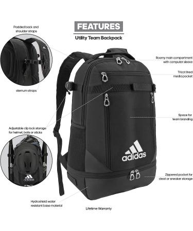 adidas Unisex Utility Team Backpack - Black/Silver Metallic - One Size - Buy Online on GoSupps.com
