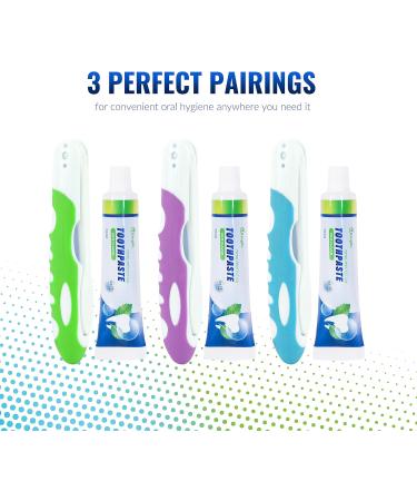 Travel Toothbrush with Toothpaste - Portable Folding Toothbrush Set for Hiking & Camping | 3 Pack Travel Size Kit - Multicolor - Buy Online on GoSupps.com