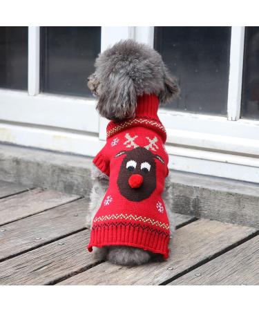 HRTTSY Christmas Dog Sweater | Cartoon Reindeer Winter Knitwear for Pets | Warm Cat Clothes S - Perfect Holiday Gift - Buy Online on GoSupps.com