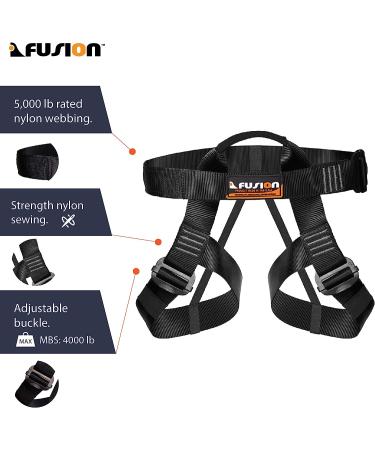 Fusion Climb Centaur Half Body Harness - Ideal for Fire Rescue, Caving, Rock Climbing & Rappelling - Adjustable Waist Safety Belt (TCH-107-2139-BLKGRY) - Buy Online on GoSupps.com