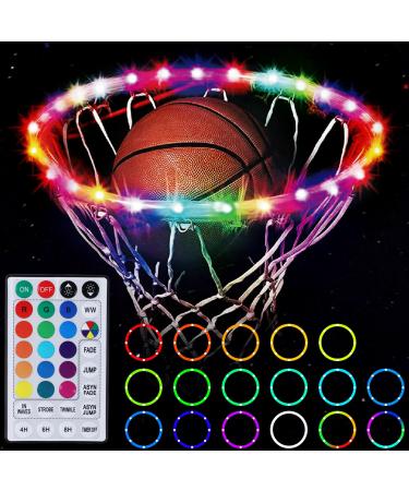 LED Basketball Hoop Light ,Remote Control Basketball Rim Light with 17 Colors 7 Lighting Modes & Timers,Waterproof Led Light,Super Bright to Play at Night Outdoors,Good Gift for Kids Basketball Fans