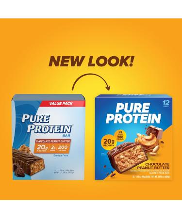 Pure Protein Chocolate Protein Shake & Bars High Protein Nutritious Snacks to Support Energy Low Sugar Gluten Free Chocolate Peanut Butter 1.76oz 12 Count (Packaging May Vary) - Buy Online on GoSupps.com