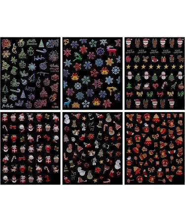 JMEOWIO 6 Sheets 3D Embossed Christmas Nail Art Stickers Decals Self-Adhesive 5D Snowflake Xmas Winter Holiday Cute Colorful Nail Supplies Nail Art Design Decoration Accessories - Buy Online on GoSupps.com