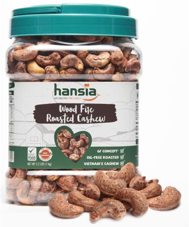 Hansia Organic Wood Fire Sea Salted Cashews with Skin, Whole Dry Roasted Non-GMO Superfood Nuts, Oil-free Snack, Good Source of Magnesium & Natural Fiber, Protein, Vitamin and Iron (2.2 Pounds (Pack of 1)) Sea Salt 2.2 Pound (Pack of 1)