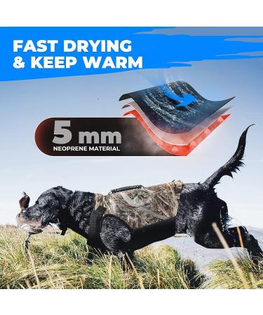 Kemimoto Camo Neoprene Dog Hunting Vest - 5mm Thick Chest Protection - Adjustable & Comfortable for Medium Dogs - Buy Online on GoSupps.com
