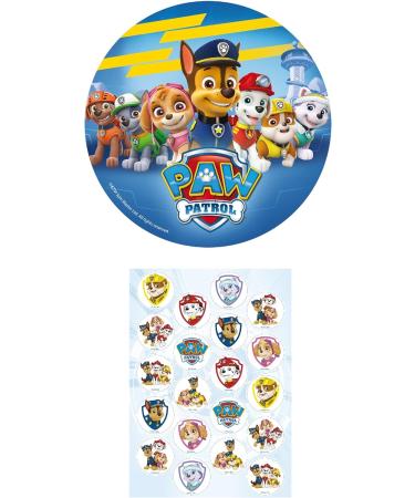 Dekozauber24 Paw Patrol Edible Cake Toppers & Cupcake Decorations | 20cm Cake Topper + 20 Cupcake Toppers | Perfect for Children's Birthday Parties | Paw Patrol Theme (Nr. 1) - Buy Online on GoSupps.com