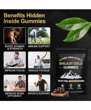 Himalayan Shilajit Gummies for Men & Women - No Added Sugar 100% Natural & Organic with Ashwagandha Gokshura Fulvic Acid & 85+ Trace Minerals Individually Wrapped Non-GMO 80 Gummy I Pouch - Buy Online on GoSupps.com