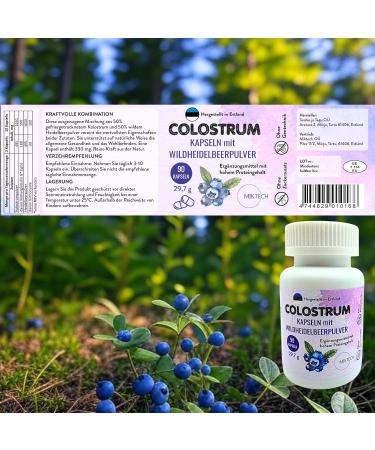 MIKTECH Colostrum with Blueberry Powder - EU Bovine Colostrum - 90 Natural Capsules - Immunoglobulins - Source of Protein - Antioxidants (2) - Buy Online on GoSupps.com