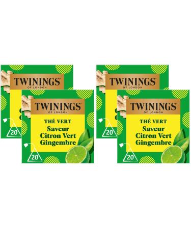 Twinings - Assortiment D couverte Vivifiant et Acidul - Th Vert Saveur Citron Vert Gingembre - 40 Sachets - D guster Chaud ou Froid (Lot de 2)