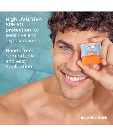 ISDIN Invisible Stick SPF 50 Invisible Sunscreen Stick for Sensitive Areas that is Applied Comfortably 10 gr - Buy Online on GoSupps.com