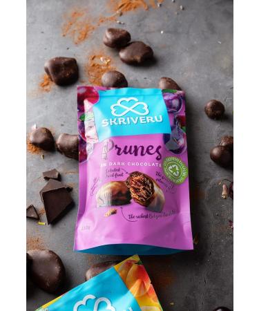 Skriveru Plums in Belgian Dark Chocolate 110g x5 | Premium Quality Dried Fruit Selection - Buy Online on GoSupps.com