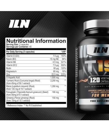 Men's T19 Vitamin Booster for Age 40+ - D-Aspartic Acid, Fenugreek & Maca - 120 Vegetarian Capsules - Buy Online on GoSupps.com
