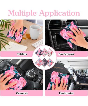 Buy 6Pcs Elegant Flower Design Microfiber Cleaning Cloths | Soft 6.3x6.3 Inches Eyeglasses Camera Lens & Phone Screen Wipes - International Shipping Available - Buy Online on GoSupps.com