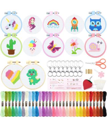 ZOCONE 12 PCS Cross Stitch Kits for Kids 7-13 Cross Stitch Beginner Kits with Instructions Keychains Embroidery Hoops and Tools Needlepointing Kits for Backpack Charms Cross Stitch Ornaments Kit - Buy Online on GoSupps.com