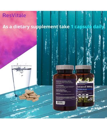 ResVitale Resveratrol 500mg - Anti Aging Antioxidant Supplement with Grape Extract & Quercetin - 60 Veggie Caps - Buy Online on GoSupps.com