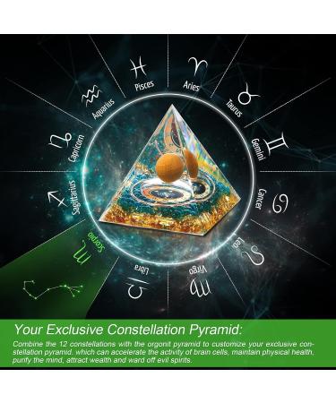 HuiJuKeJi Scorpio Constellation Orgonite Pyramid with Tiger Eye Stone Birthstone - Energy Healing Crystal for Astrology, Reiki, Chakra Meditation - 6cm - Buy Online on GoSupps.com