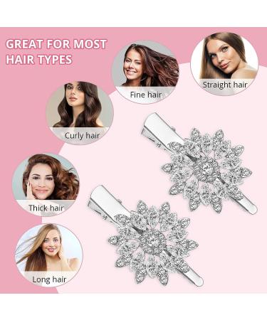 Sibba Rhinestone Bridal Hair Barrettes - 2 PCS Large Diamante Wedding Hairpins with Flower Design for Women - Elegant Crystal Hair Clip Accessories - Buy Online on GoSupps.com